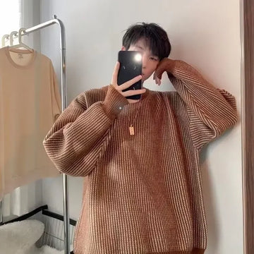 Riolio Hip hop street fashion men and women individuality simple striped sweater couple loose retro autumn and winter knitwear top y2k